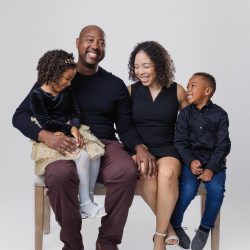 05-Family-Carlyle (1) Family of four laughing together during an in-studio family photography session in Monrovia, California