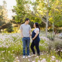 066-Maternity-Jenny Expecting couple surrounded by wildflowers during a Chino Hills maternity photography session